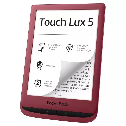 PocketBook Touch Lux 5 PB628, 6", Червен