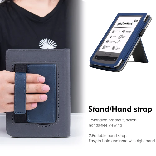 Калъф GARV Stand за Pocketbook Basic Lux, Тъмносин