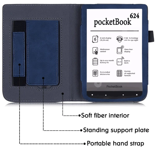 Калъф GARV Stand за Pocketbook Basic Lux, Тъмносин