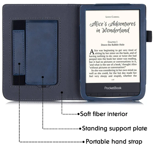 Калъф GARV Stand за Pocketbook Basic Lux 2, Тъмносин