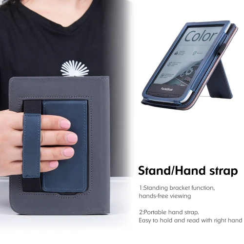 Калъф GARV Stand за Pocketbook Basic Lux 4, Тъмносин