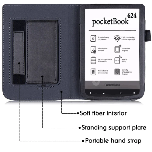 Калъф GARV Stand за Pocketbook Touch Lux 2, Черен