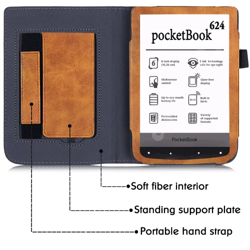 Калъф GARV Stand за Pocketbook Touch HD 3, Кафяв