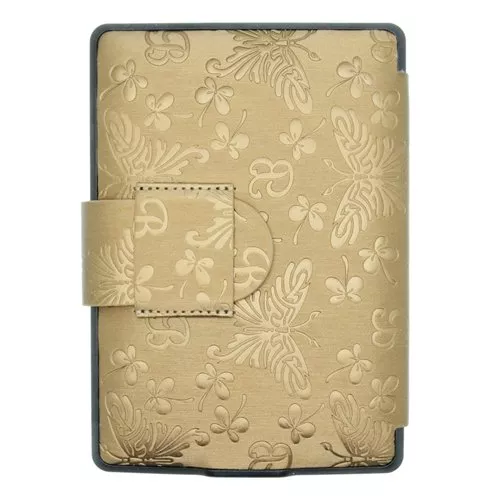 Калъф за Kindle Paperwhite с щампи на пеперуди, Златист