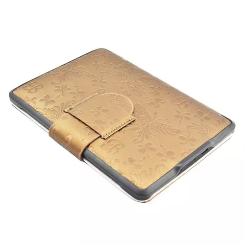 Калъф за Kindle Paperwhite с щампи на пеперуди, Златист
